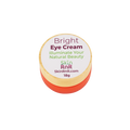 A plant-based brightening eye cream in an orange jar with a natural wooden lid, labeled “Bright Eye Cream – Illuminate Your Natural Beauty” by Skin RnR. Perfect for hydrating and rejuvenating tired eyes.