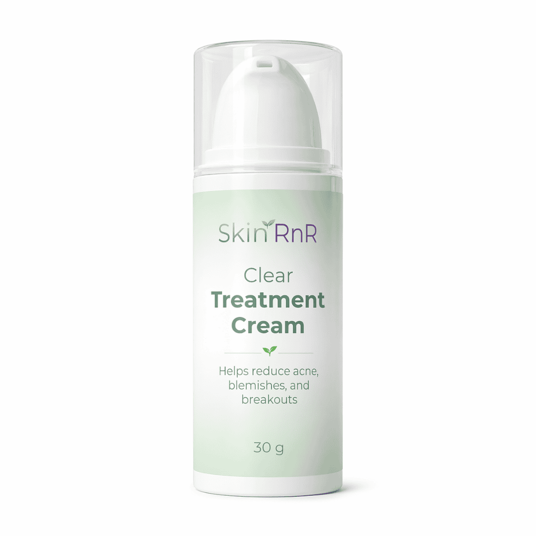 SkinRnR Clear Treatment Cream bottle on a white background