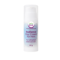 A white bottle of Skin RnR Radiance Day Cream for Him with a blue and gray label, a lightweight plant-based moisturizer that refreshes, hydrates, and balances men’s skin.